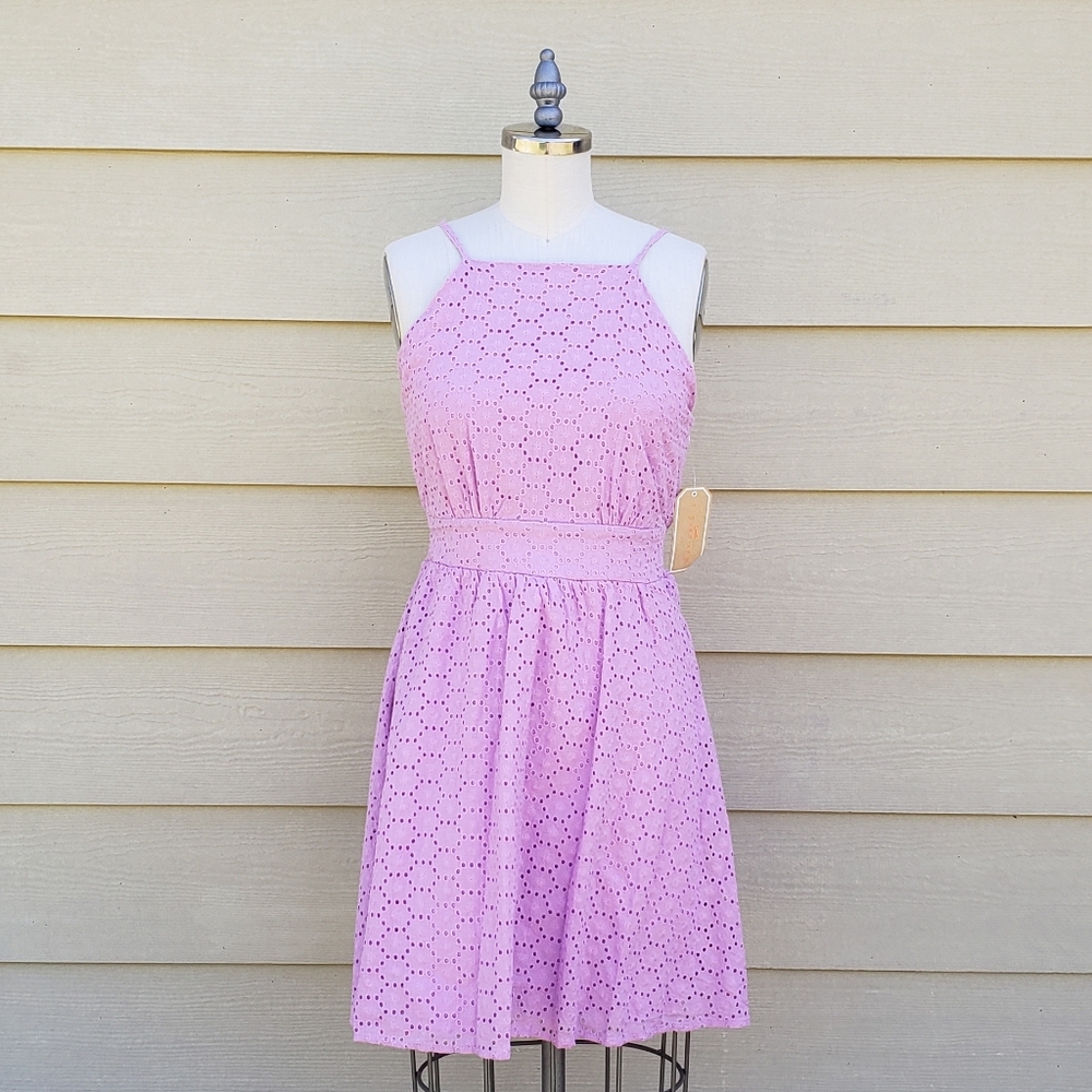 NEW Copper Key Lavender Eyelet Halter Dress